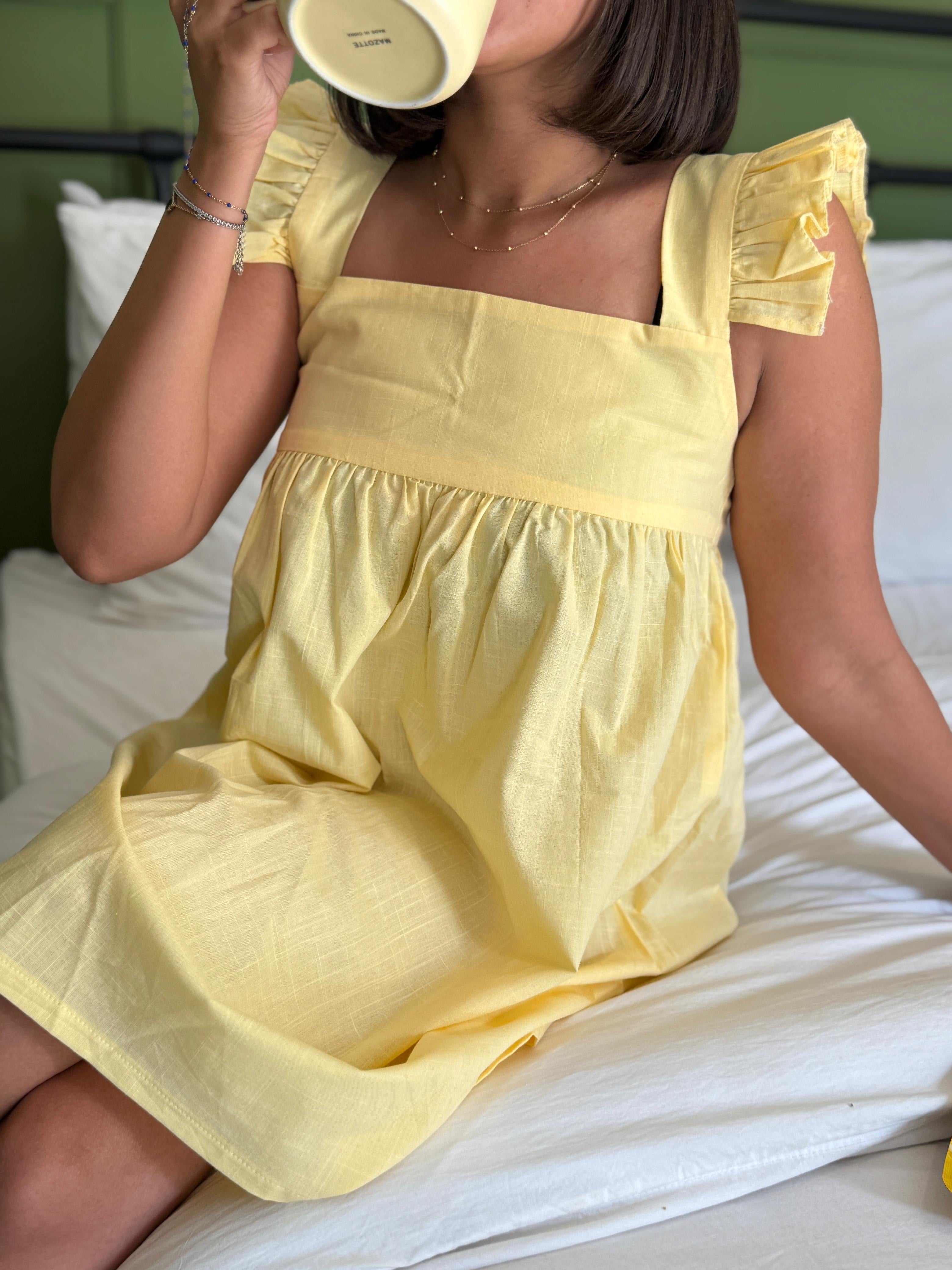 Fluffy dress (butter yellow)