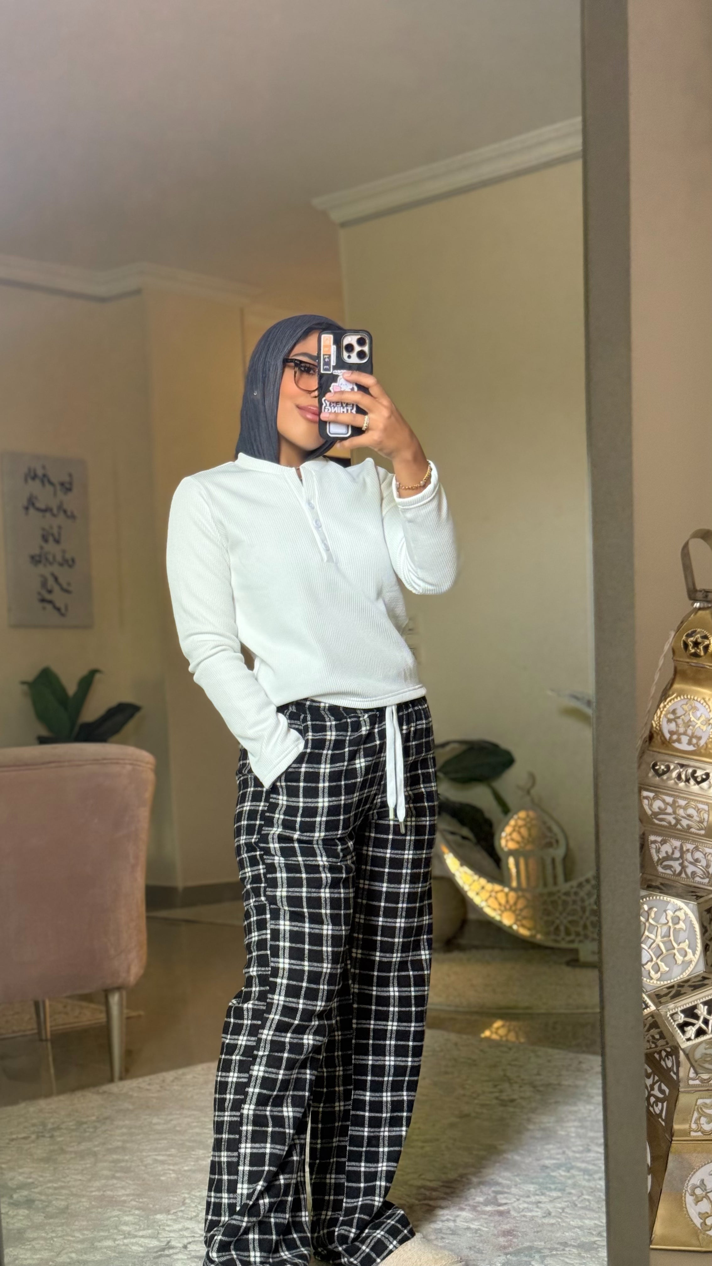 Cozy black plaid set